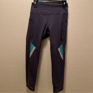 Fila Women's Leggings - Dark Gray with Teal Accents